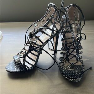 Women's Black Strappy Heels